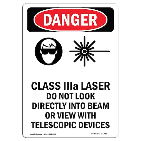 OSHA Danger Sign, Class IIIa Laser Do, 5in X 3.5in Decal